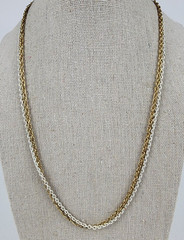 Vintage Gold And White Double Chain Necklace 30.5 In Spring Ring Clasp