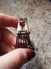 Vintage Unbranded Gunmetal With Red Ruby Looking Stone’s