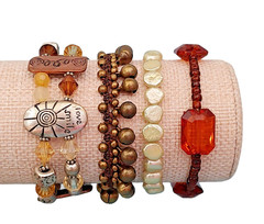 VTG 4pc Boho Hippie Good Vibes Chunky Everyday Statement Bracelets