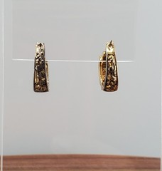 Ross Simons 925 CZ Hoop Earring 0.75in Sterling Silver 4gtw Gold Vermeil Channel