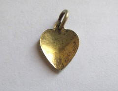 1/2in SMALL VINTAGE STERLING SILVER ENAMEL ROSE FLOWER HEART CHARM Gold Wash