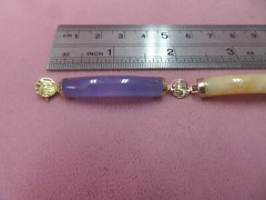 7.25″ 14K Lavender & Yellow Jadeite Jade Bracelet 18.78 Grams