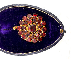 VICTORAN GENUINE RED ALMANDINE GARNET BROOCH PENDANT LRG MULTI TIERED HEART STN