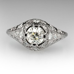Art Deco Vintage Style Lab Created Diamond Weeding Ring In 14k White Gold Finish