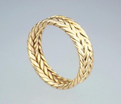 Fine Antique Victorian Solid 18K Gold Braided Rope Twist Eternity Band Ring 6.25