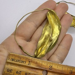 Vtg XL Brutalist Sculptured Brass Hoop Wire Statement Earrings Runway Bold Huge