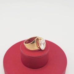 Vtg Sz 8 Ring ESPO Lg Oval Cubic Zirconia 14KGE Gold Electroplated Jewelry