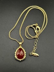 Vintage Beria Collection Bronze 18KT Yellow Gold Plated Carnelian Necklace