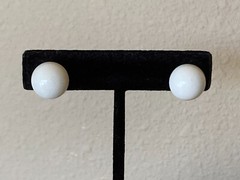 Vintage White Painted Metal Small Stud Button Earrings – Clip On