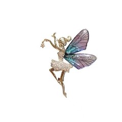 Butterfly Fairy Ballet Dancing Girl With Wings Zircon Corsage Lapel Brooch Pin