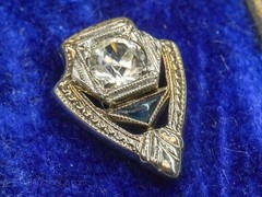 Vintage Art Deco 14k white gold Natural diamond filigree stick pin 1920’s