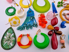 vintage 60s 70s Single Earrings Lot groovy mod gogo pop art MCM craft harvest Y2