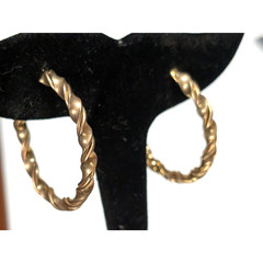 Vintage Hoop Pierced Earrings Ridged Gold-tone 1.5″ Self-closing Large gp-1