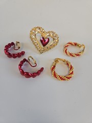 Avon Clip Earrings With Drop Heart Brooch
