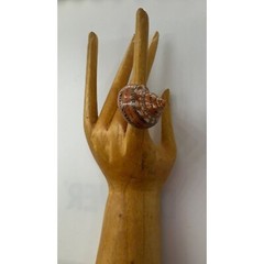 VTG Ring Brown Natural Turbo Shell Hand Carved in One piece Pinky Finger Sz.3