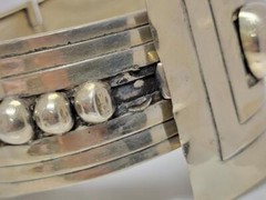 Taxco ERC Sterling Silver Hinged Bangle Bracelet 6.25″ ~ 59.6 g ~ 11-I1057