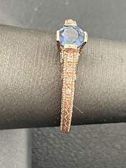 14KT Rose Gold 0.66CT Blue Sapphire 0.12CTW Diamond Ring Size 8.25 (PB332)