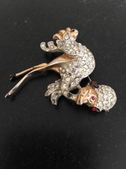 Vintage Ostrich Brooch Unique Old Rhinestones As Pictured 2”