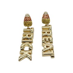 Candy Corn Trick Treat Earrings Crystal Gold tone Sugarfix by Baublebar 2.25 in
