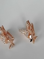Vintage 1990-s 14 Ct Rolled Gold Large Zircons Earrings-Hallmarked 585 RG