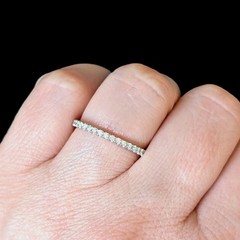 Estate Natural Diamonds 14k White Gold Band Ring 50%Eternity Wedding Anniversary