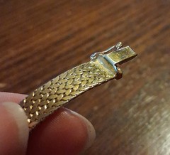 Vintage Napier Goldtone Textured Chain Mesh Bracelet Some Wear See Pics/Descrip
