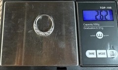 Vintage FAS Sterling Silver Real Diamond Half Filigree Eternity Band Ring 5.75