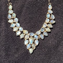 Vintage Sterling Necklace Rainbow Labrodite 16.5 inch / 92.5% Silver