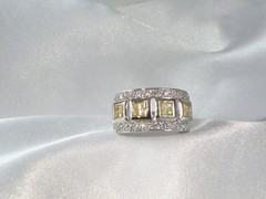 Victoria Wieck Sterling Silver 925 Channel Set Yellow CZ Ring Size 8