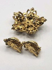 2-Pc Edlee Champagne & Ice Rhinestone Crystal Vintage Pin Brooch & Earrings Set