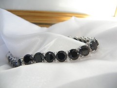 Sterling Silver 925 Natural 50tcw Black Spinel Tennis Bracelet 8″