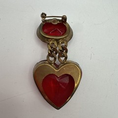 Vintage Large Heart Shaped Pin Red Copper