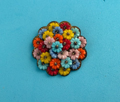Miram Haskell Pastel Flower Brooch Thread Strung C Clasp Unsigned