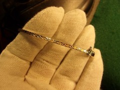 GORGEUOS LADY’S RHODIUM & GOLD PLATED STERLING SILVER “TINY PANEL LINK” BRACELET