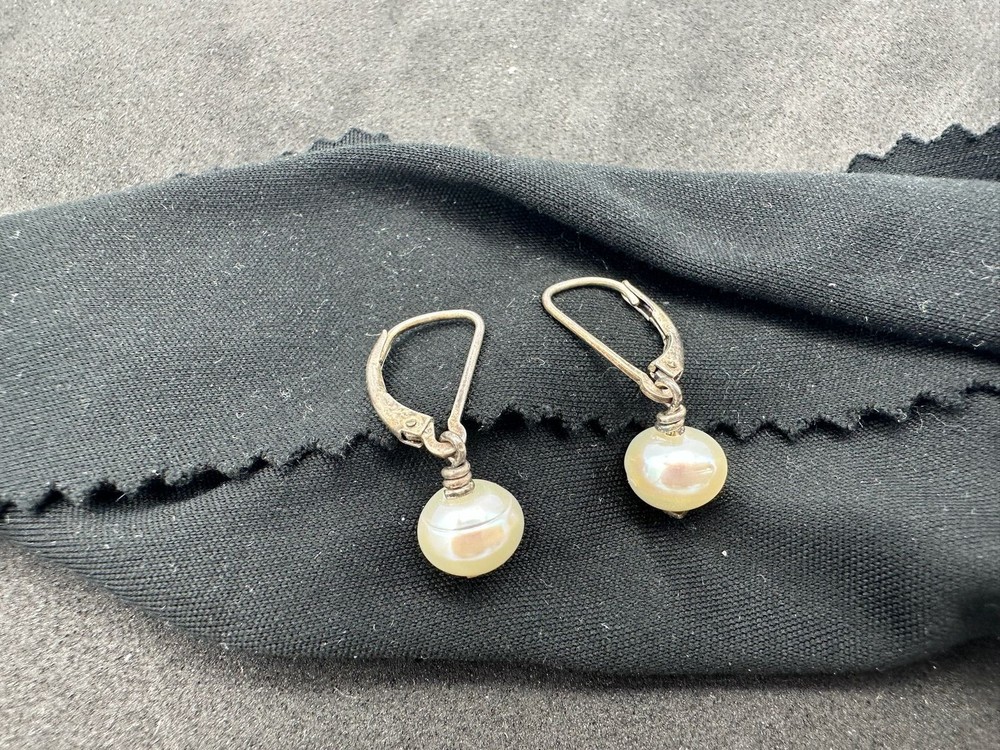 2.00g Vintage Sterling Silver 925 Drop Dangle Earrings Rounded Elegant M