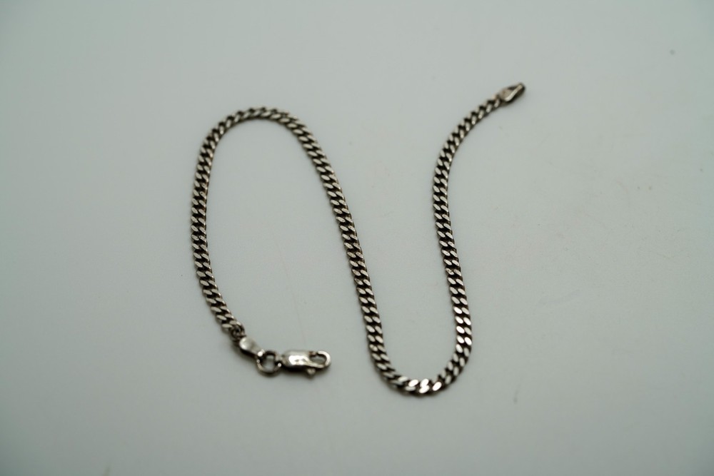 Vintage Sterling Silver 9.75″ x 3mm Curb Chain Bracelet JB47