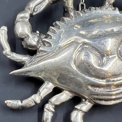 Green-eyed Sterling Silver Crab 1998 Pin / Ornament