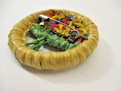 HANDMADE Flowers Tree of Life Pin Brooch Colorful Woven Natural Material 1-5/8″