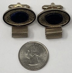Danté Sodalite Cufflinks Blue Stone Gold Tone Mesh Wrap Around – Vintage