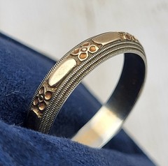 Antique 14K Yellow & White Gold KEEPSAKE 5mm Floral Wedding Band Ring Size 10.75
