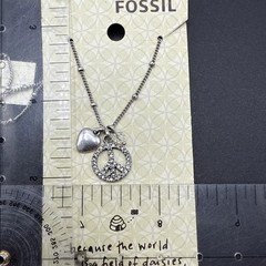 Fossil Signed Necklace On Card – Wishing Peace Sign Heart J150