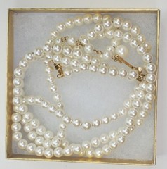 Vtg Faux Pearl Twisted Triple Chain Choker Necklace Chain 12.5″ w/ 2.5″ Extender