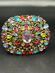 VINTAGE HOLLYCRAFT BROOCH MULTI COLORED RHINESTONES SPRING TONES PRONG SET – SGD