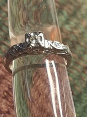 14k White Gold Designer Solitaire Diamond Ring 3 Diamond 2.3Gram Sz 5