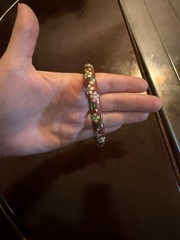 Vintage Cloisonne Bracelet with Red Green White Flowers Design