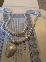 vintage gold culture pearl srand necklace with mabé pearl pendant
