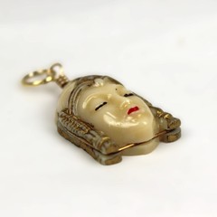Vintage Selro Selini Charm Asian Princess Pendant Unsigned 1″ Thai Girl