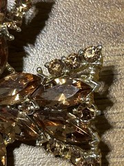 Signed Vintage 70s WEISS RARE 2-1/2” Maltese Cross Orange Austrian Crystals