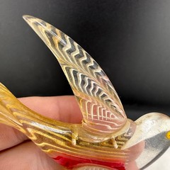 Vintage Lucite Bird Brooch Red Yellow Nice