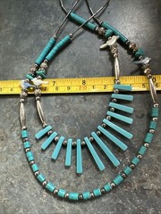 Vintage Double Strand Faux Turquoise Native American Style Fetish Necklace